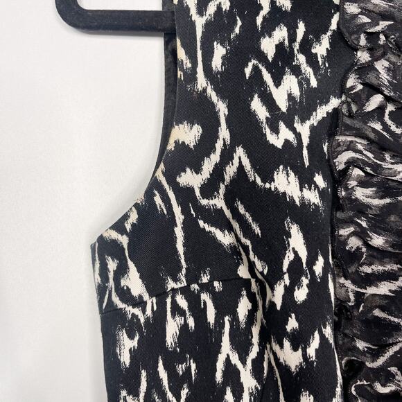 Elie Tahari for Nordstrom 4 Black White Abstract Printed Sheath Dress Sleeveless - Picture 7 of 13